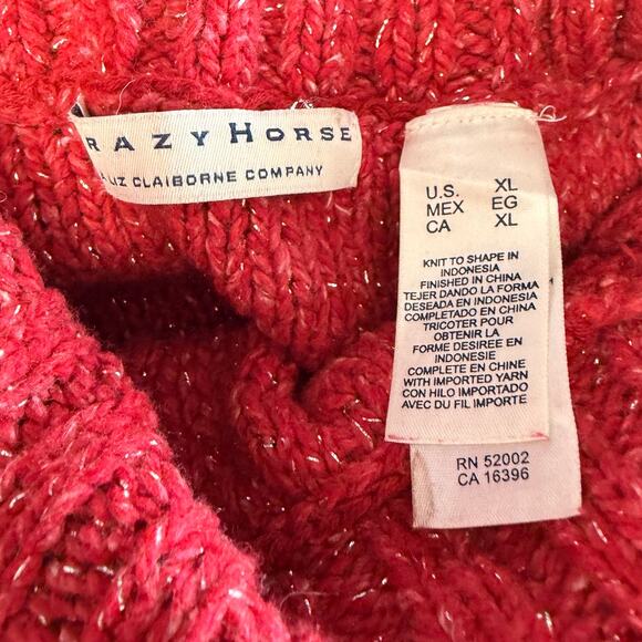 Vintage Chunky Knit Crazy Horse Turtleneck Sweater - Picture 3 of 6